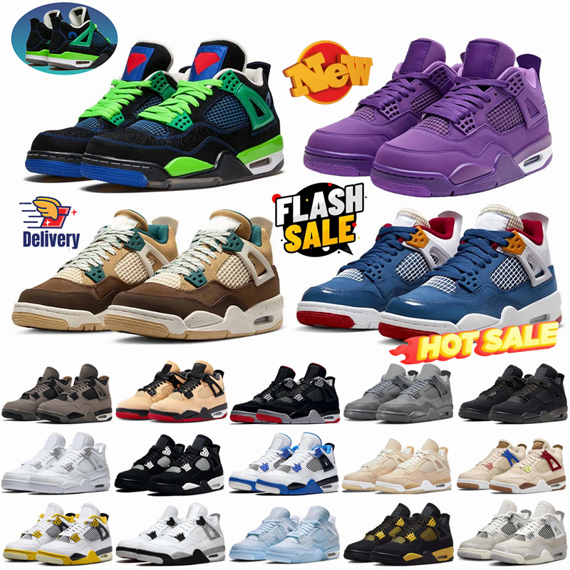 NEW 2025 Designer Jump Mans 4S Sneakers Men Women 4 Black White Thunder Pink Oreo Bred Military Blue Cool Grey Mens Womens Outdoor Casual basketball shoes