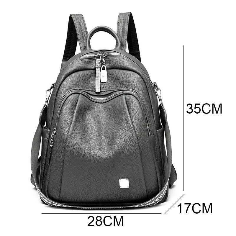 2024 Waterproof Leather Women Backpack Anti-theft Backpacks Shoulder Bags for Teenager Girls Large Capacity Travel School BagW251113