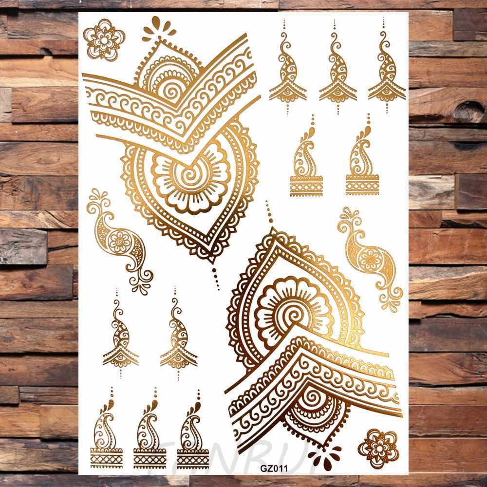 Real nail flower lace temporary tattoo suitable for female adults fake jewelry pendant moon tattoo sticker gold hand water transfer tattooXJ25414