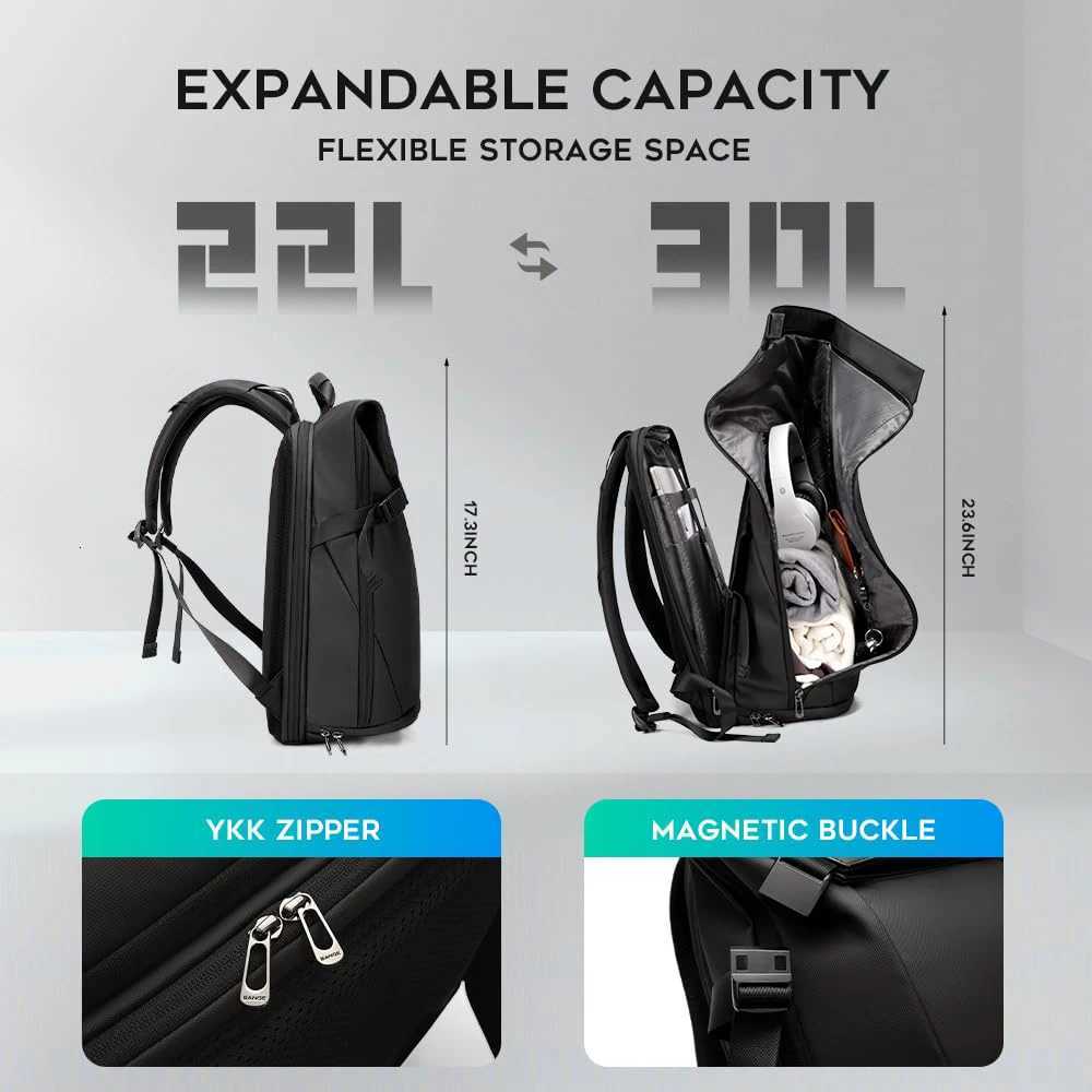 Bange Men Fashion Backpack 156 inch Multifunctional Waterproof Backpack Daily Travel Bag Casual School Rucksack with BuckleW251113