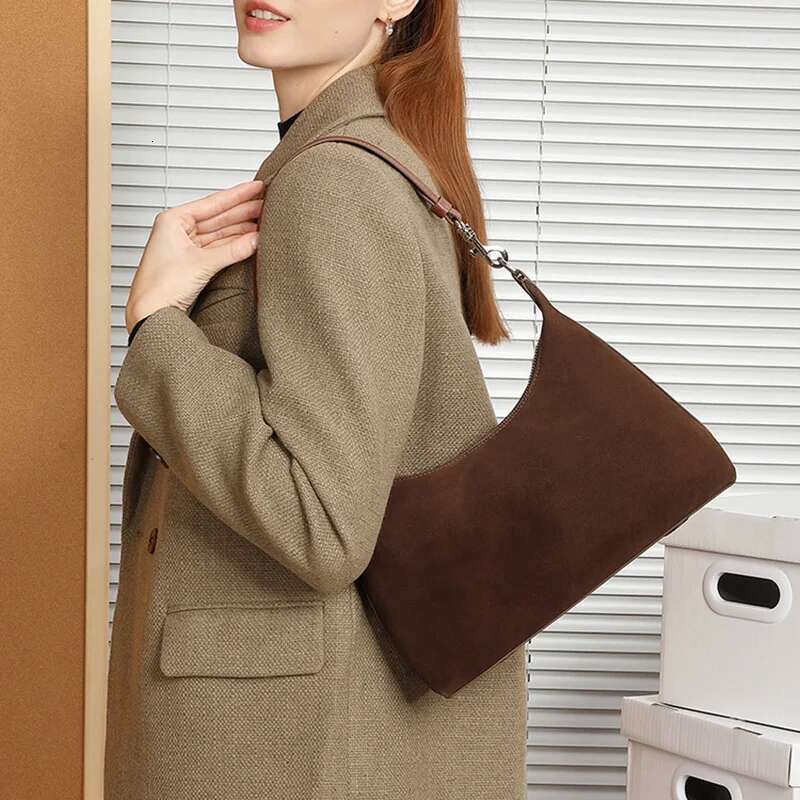 Designer Bag 2024 New Winter Women Female Frosted Leather Armpit Shoulder Bag Tote Lady Fashion Suede Handbag Crossbody Messenger