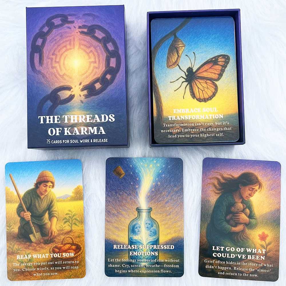 The Threads of Karma Oracle Cards 75 Cards for Soul Work and Release Deck for Closure and Soul Lessons Taro Deck C251114
