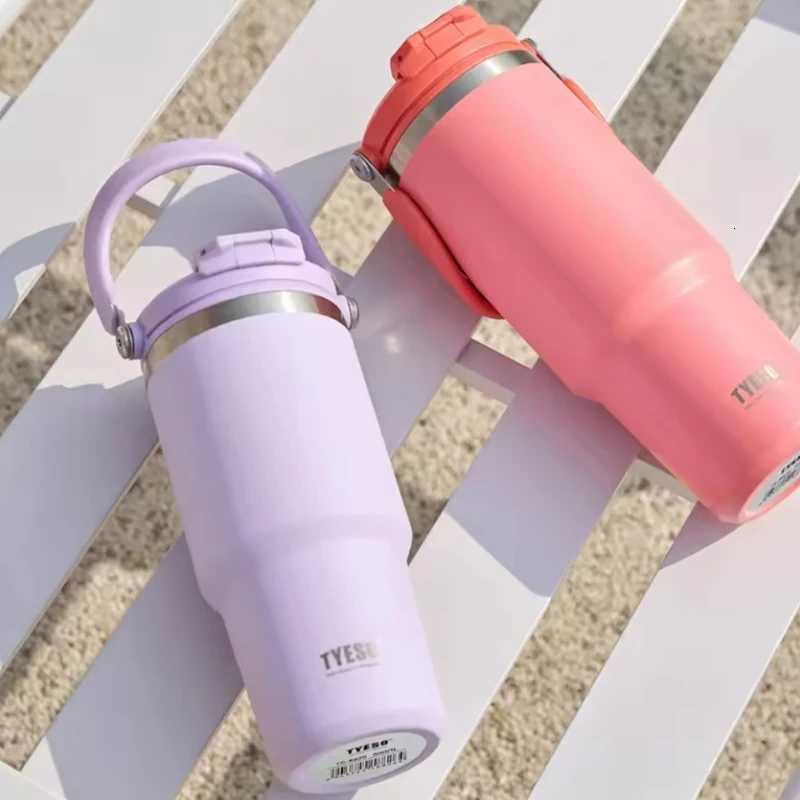 Tyeso Large-Capacity Stainless Steel Vacuum Flask with Handle Dual-Drink Coffee Mug Hot And Cold Retention Car Ice Cup C251114