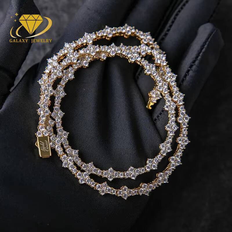 New Arrival 925 Sterling Silver Iced Out White Gold Pass Diamond Tester Rapper Jewelry 3MM Moissanite Cross Tennis Chain