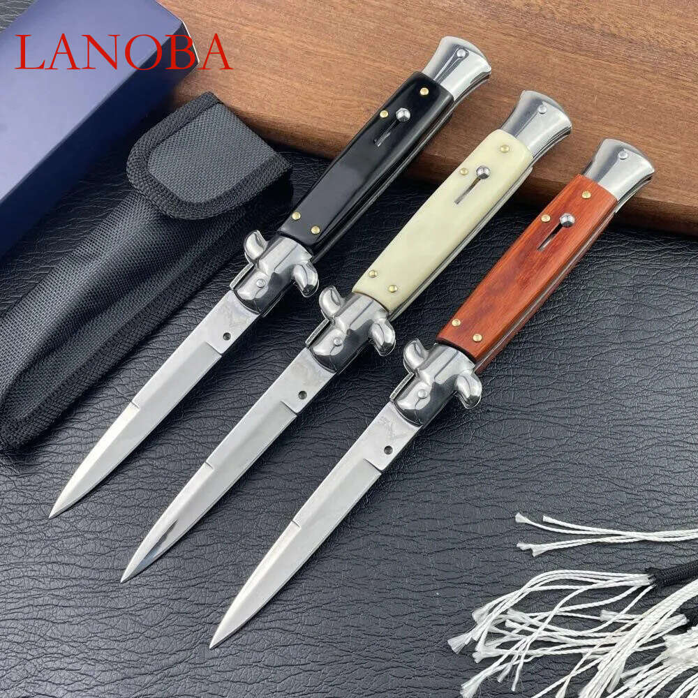 LANOBA 3Models 2025 Italian Style Tactical Folding Knife 4.21 440C Blade, Acrylic/Wood Handles