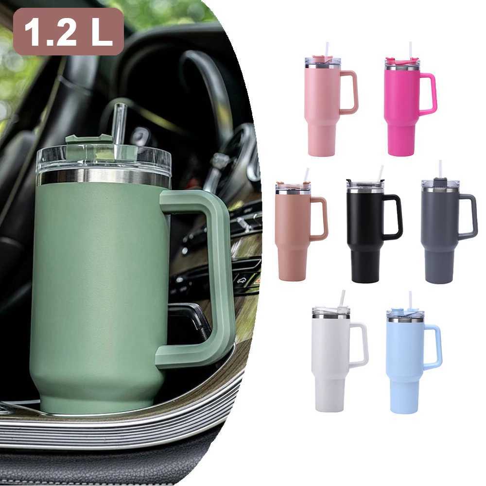 Mug Tumbler 40oz with Straw Handle Coffee Insulated 304 Stainless Steel Car Cup Keeps Cold Beer with Lids Tumbler Thermos Cup C251114