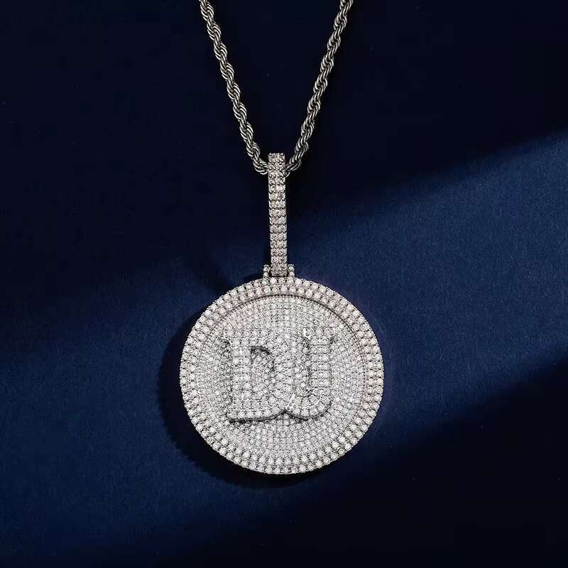 Hip hop gold-plated chilled zircon silica name double letter necklace pendant