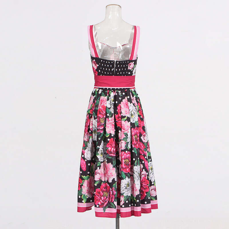 Designer Women's Seaside Spring 2025 Waist-Slimming Camisole with Fresh Print - Medium Length