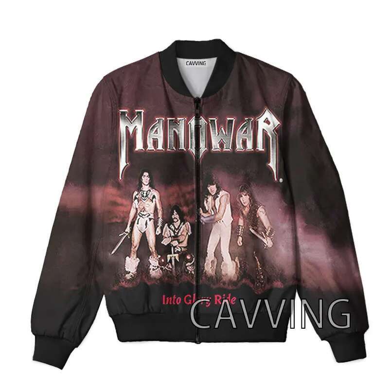 New Fashion Women/Men's 3D Print Manowar Band Zipper Bomber Men Overcoat Mens Coat Zip Up Jackets