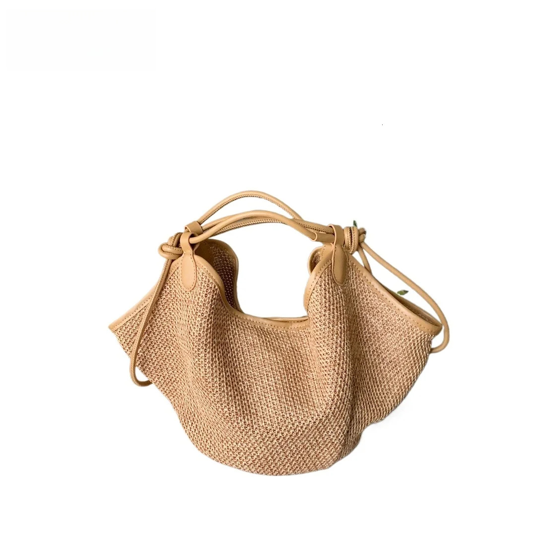 Designer bag handbag women's travel beach handbag armpit bag natural Lafite grass yarn knitted French lazy style