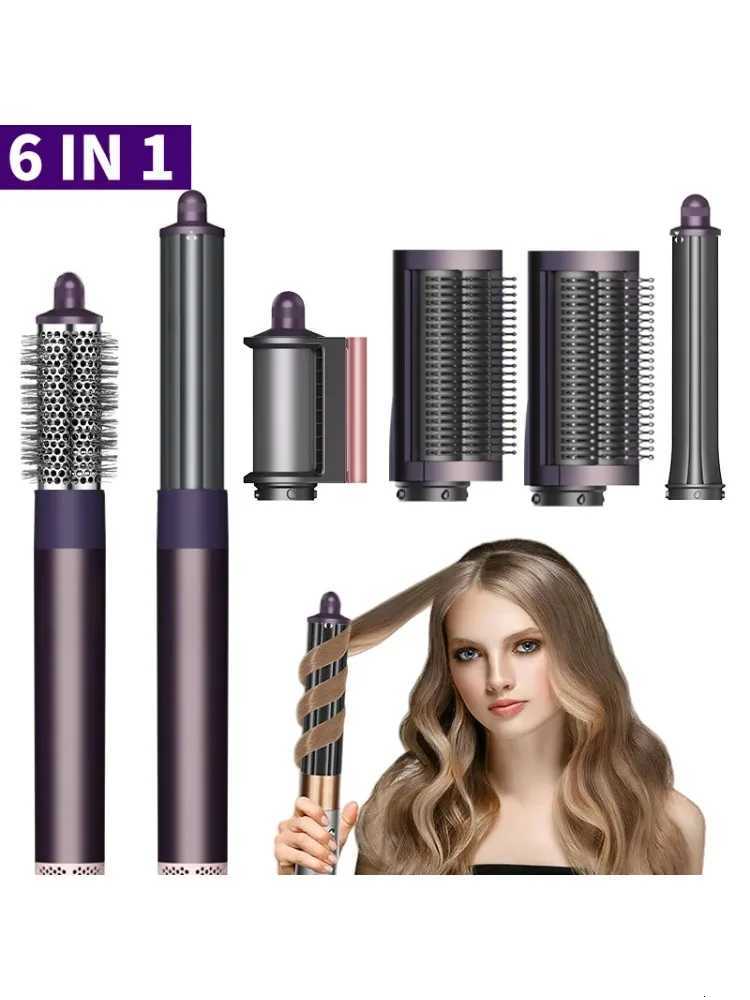6 in1 Multi Professional Hair Styler Curling Iron Hair Straightener Curling Barrel Brush Hair Dryer Salon Hair Styler Tool Home X251114