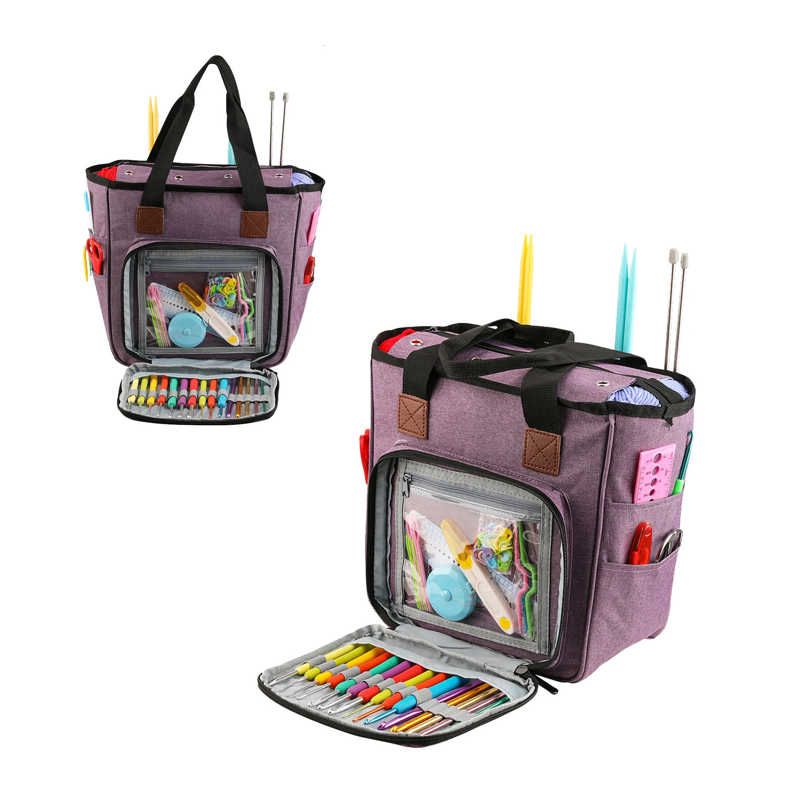 KOKNIT Knitting Tote Bag Yarn Storage Bag for Knitting Needles Crochet Hooks and Sewing Accessories DIY Sewing Kit Bag For Mom 250407