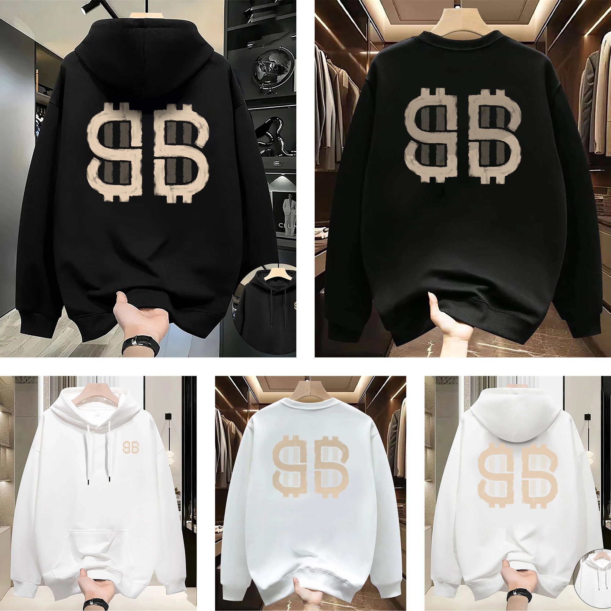 Men's Luxury Hoodies Fashion Trend Hoodie Black White Hood Design Gothic Men Women Punk Casual Streetwear