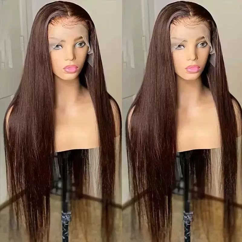 Lace black parting long straight hair wig - synthetic full head cover - fashionable, natural and realistic wigs