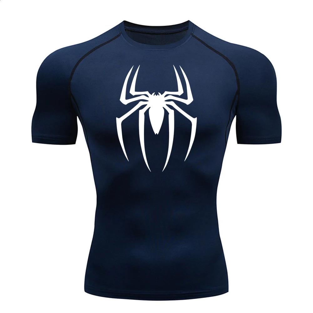 Mens Spider Print Compression Shirt Quick Dry T-Shirt Gym Running Breathable Short Sleeve Spring Summer M-3XL 250411