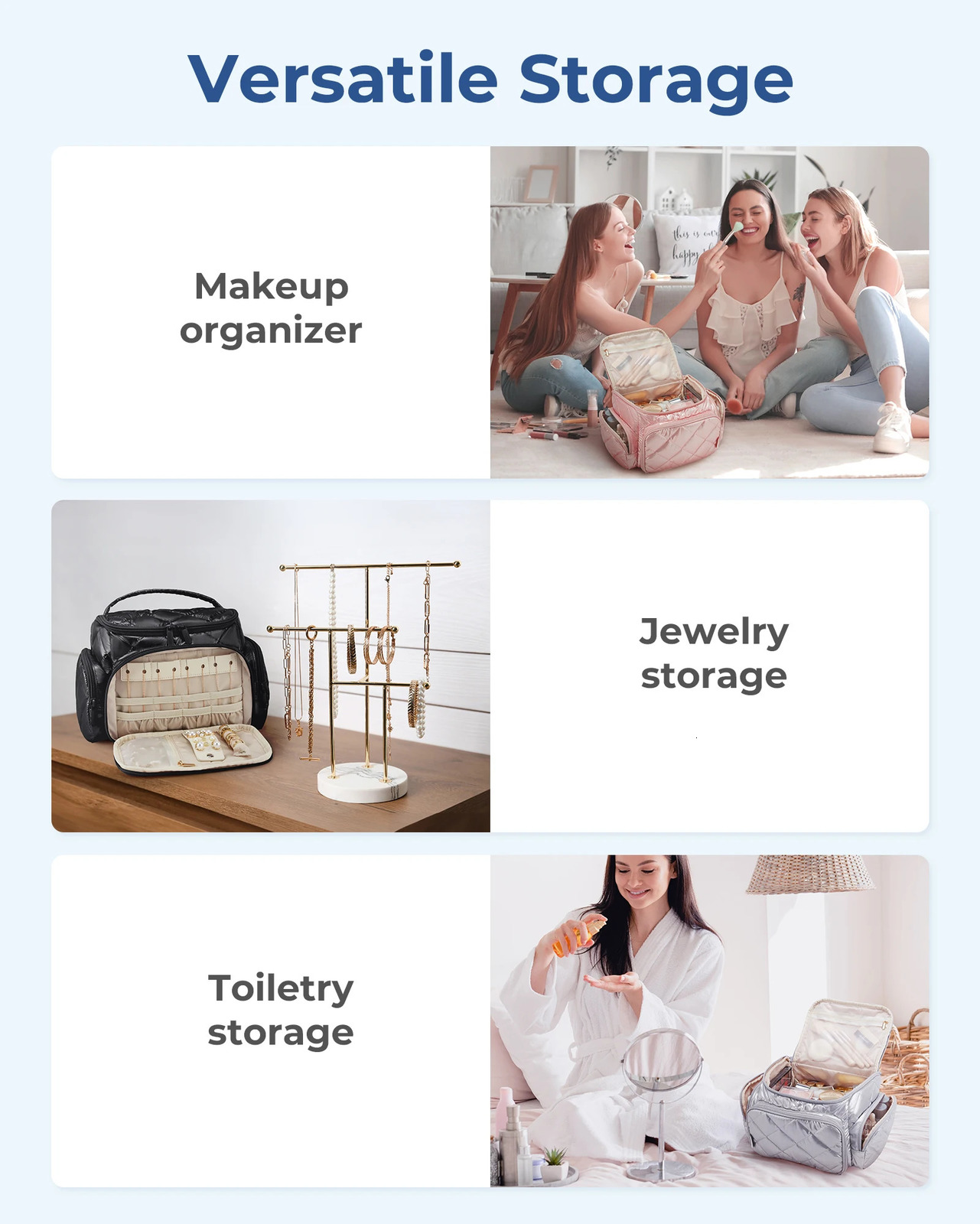 BAGSMART Cosmetic Bag for Women Makeup Large Capacity Storage Bag Lightweight Wide-open Make Up Organizer Bag Travel Essentials 250407