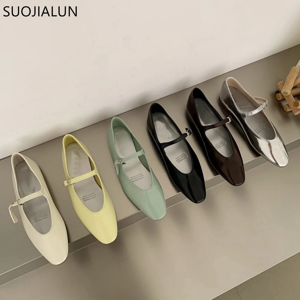 SUOJIALUN Summer Women Flat Shoes Fashion Shallow Ladies Casual Soft Mary Jane Shoes Outdoor Dress Flat Ballet Shoes 250410