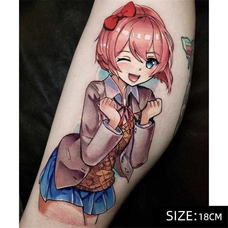 Anime DDLC Temporary Tattoo Cartoon Cute Girl Body Art Waterproof Fake Tattoo StickersXJ25414