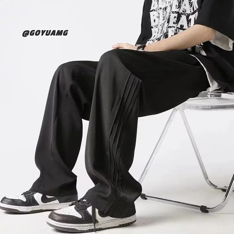 Spring/Summer US Straight Loose Yellow Retro Mens Loose Casual Pants 250410