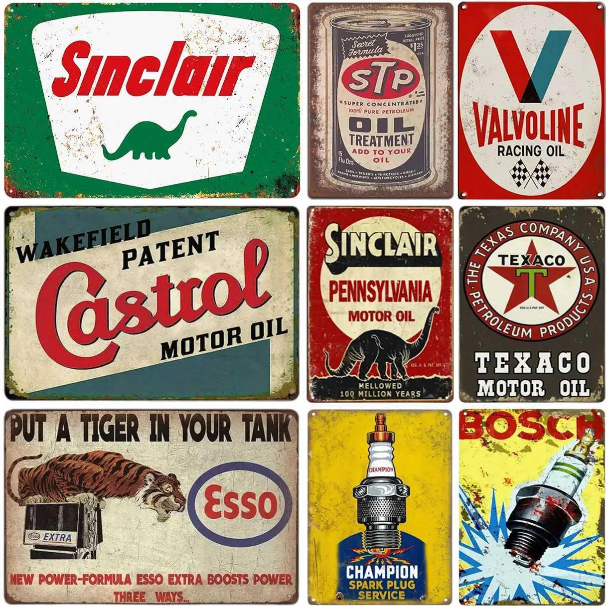 Retro Vintage Gas Motor Oil Metal Signs Funny Plaque Wall Art Posters Decor for Garage Cafe Bar Pub Man Cave Wall DecorationM251114