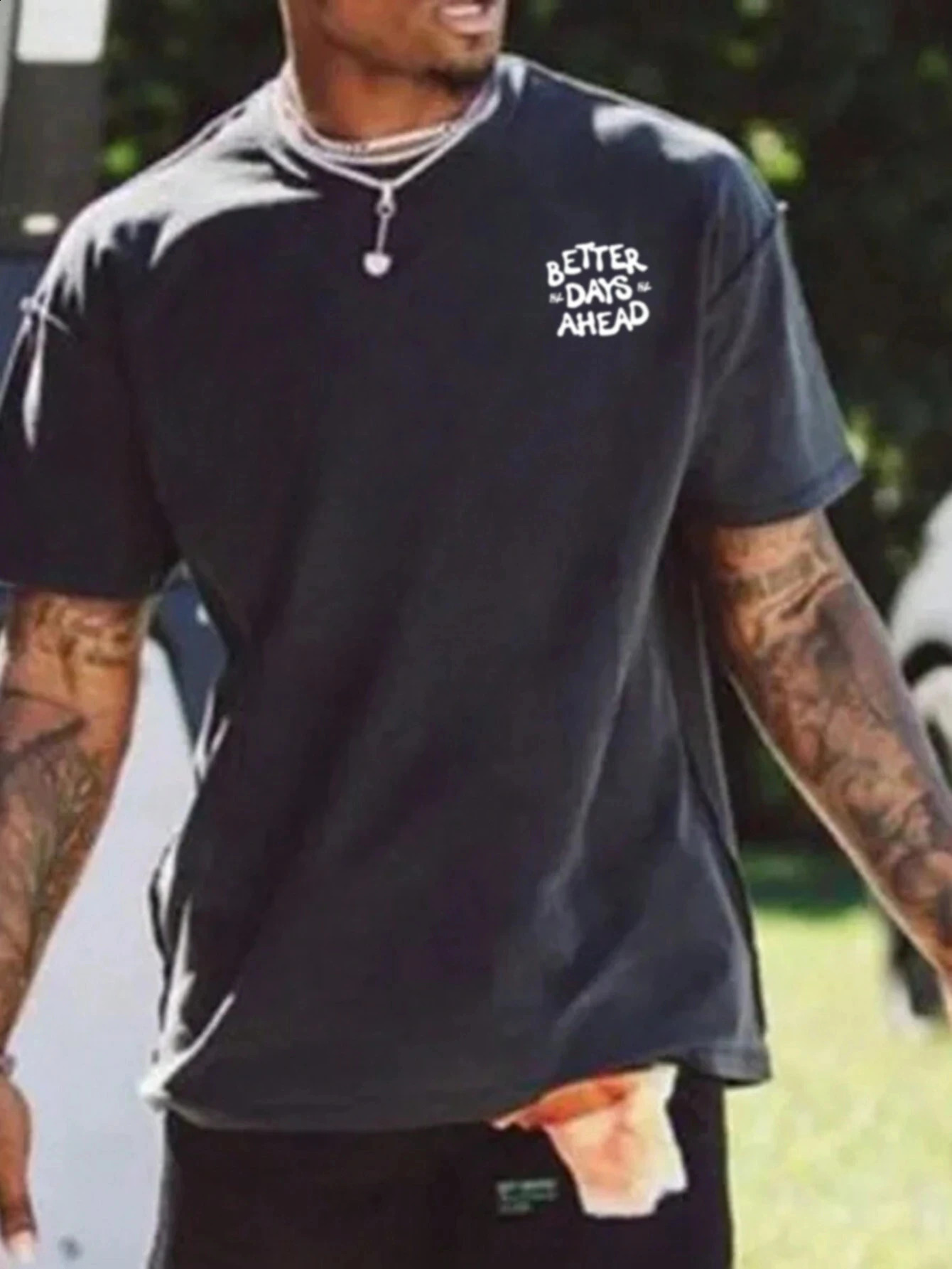 Better Days Ahead Mens Cotton Tshirt Fashion Large Size Top Leisure Short Sleeve Street Clothing Classic Arrival 250407