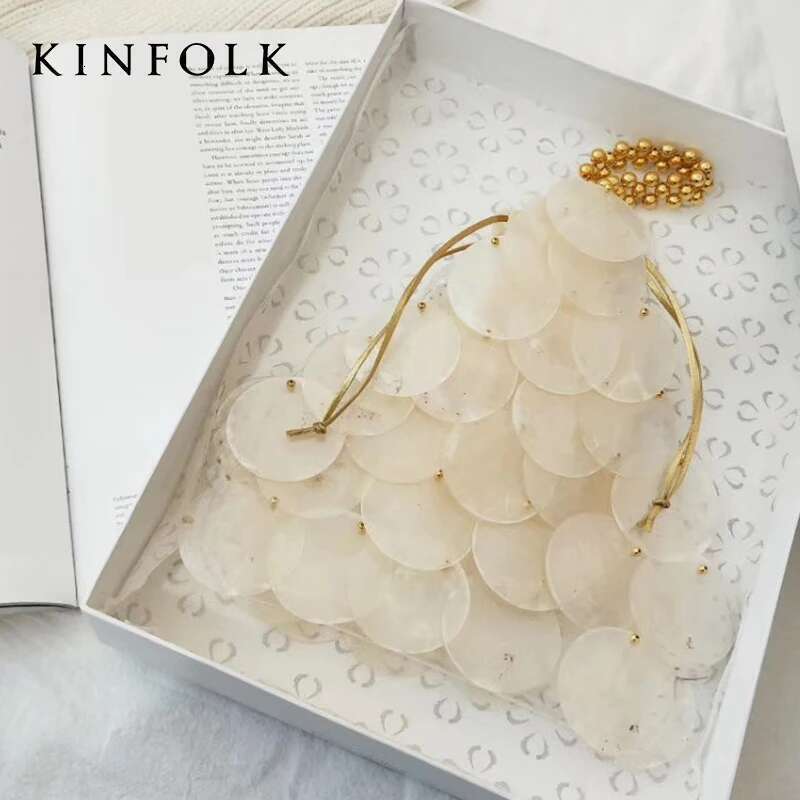 Shell Natural Piece Sequin Hand Weaving Beaded Pearl Bag Women Evening Sequins Handbag