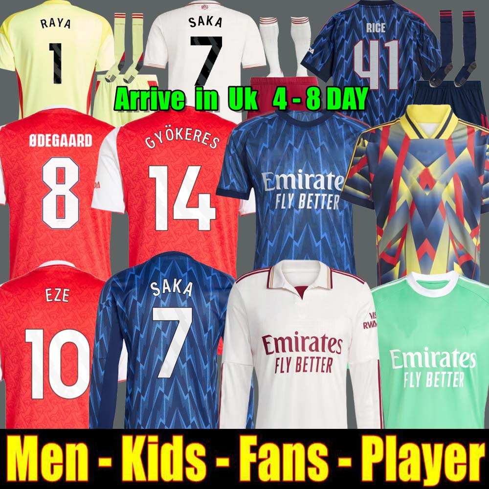 Nwaneri SALIBA RICE HAVERTZ 25 26 SAKA soccer jerseys 2025 football shirt Men Kids kit ODEGAARD ZUBIMENDI Lewis Skelly RAYA Women MADUEKE Gyokeres Long sleeves EZE