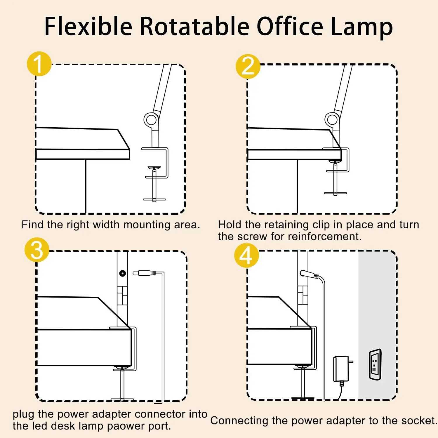 LED Desk Lamp with Clamp Flexible 4 sections Swing Three light sources desk light 4 Color Modes 5 Brightness M251114