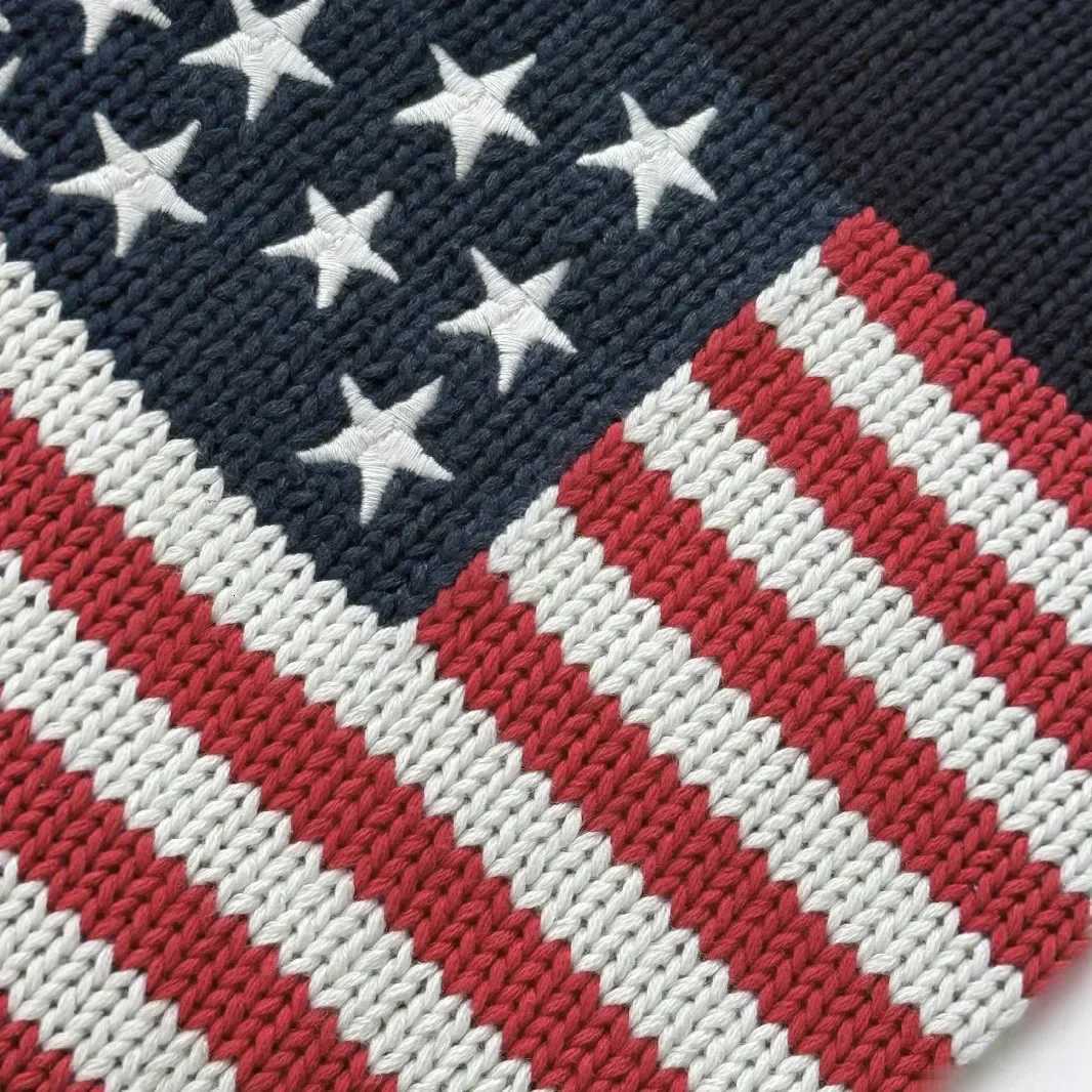 Popular Autumn Winter US Flag Pattern Stripe Pullover Sweater Casual O Neck Contrast Color Knitted Women Sweaters Mens Clothes H251220