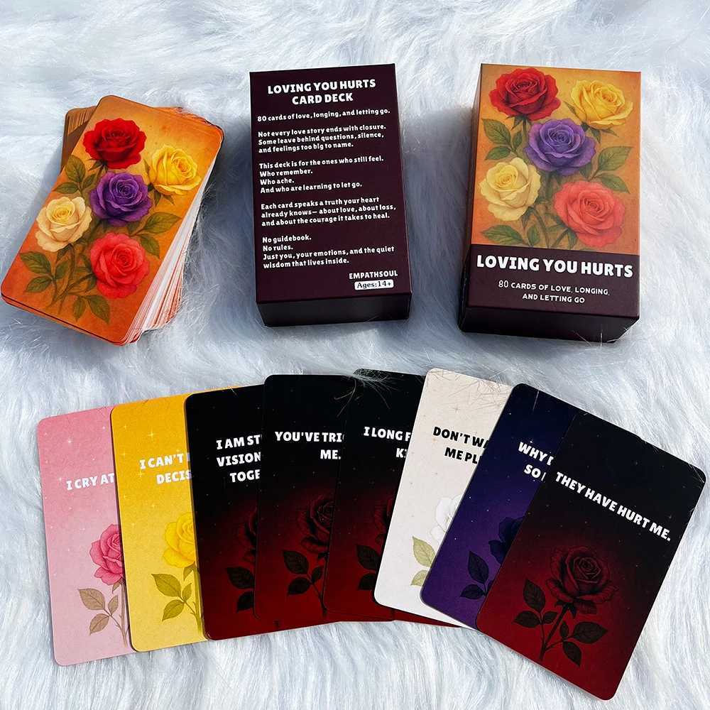 Loving You Hurts Oracle Cards 80 Cards of Love A Set of Cards in Five Colors Flower Oracle Deck Emotion Tarot Cards C251114