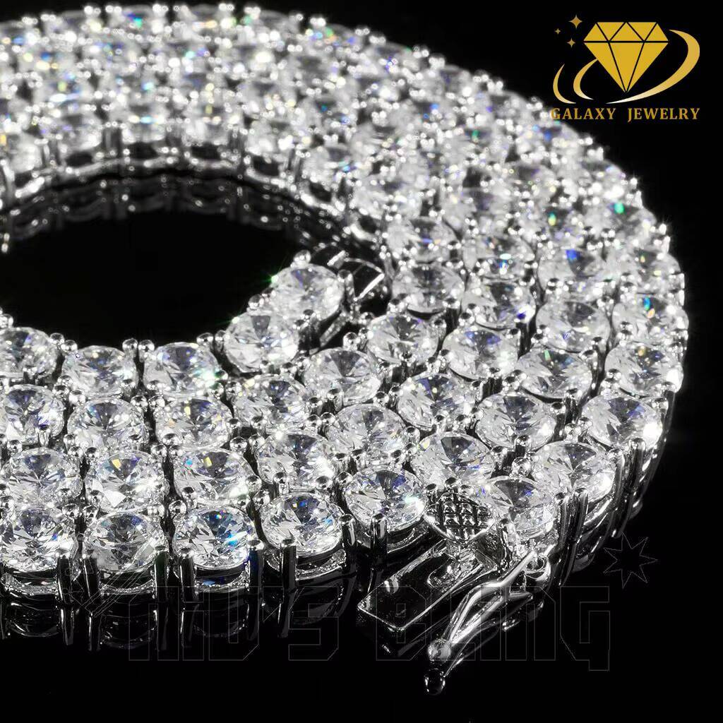 Classic 4mm Tennis Chain Pass Diamond Tester Hip Hop Iced Out Vvs Moissanite 925 Sterling Silver Tennis Chain Necklace