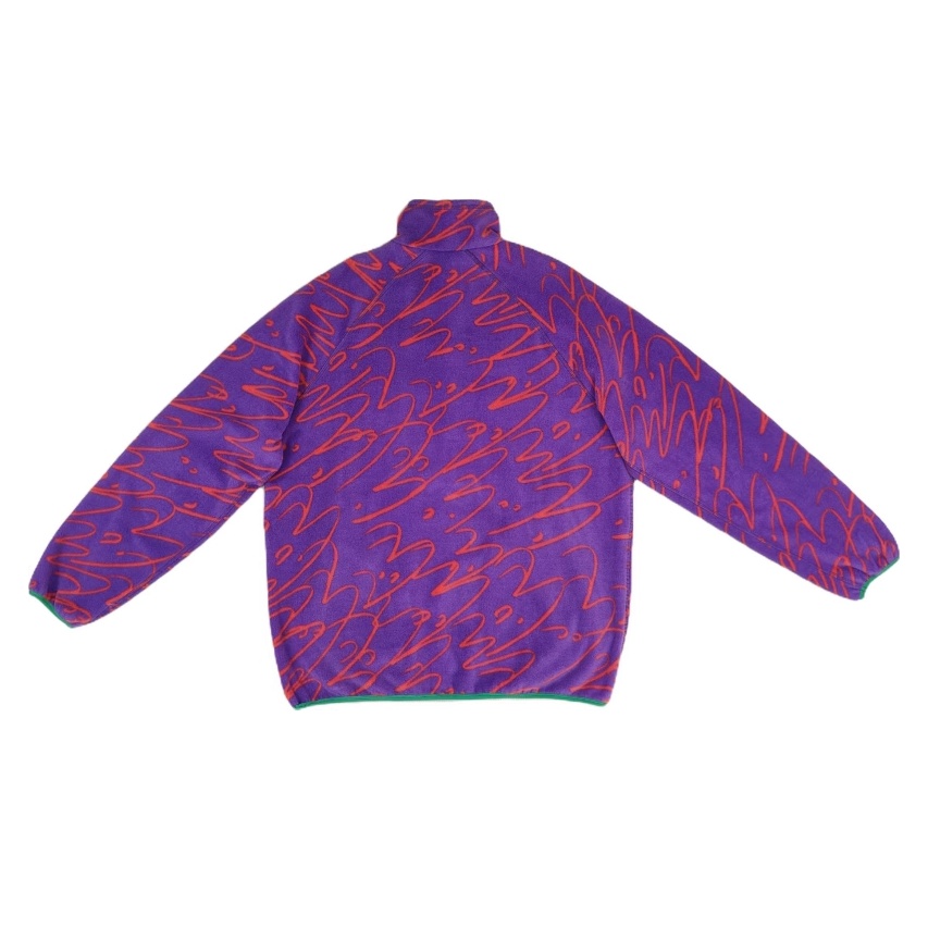 Men's Purple Graffiti Polar Fleece 1/2 Zip Sweatshirt Loose fit Stand-up collar Long sleeve top with Elastic cuffs and hem