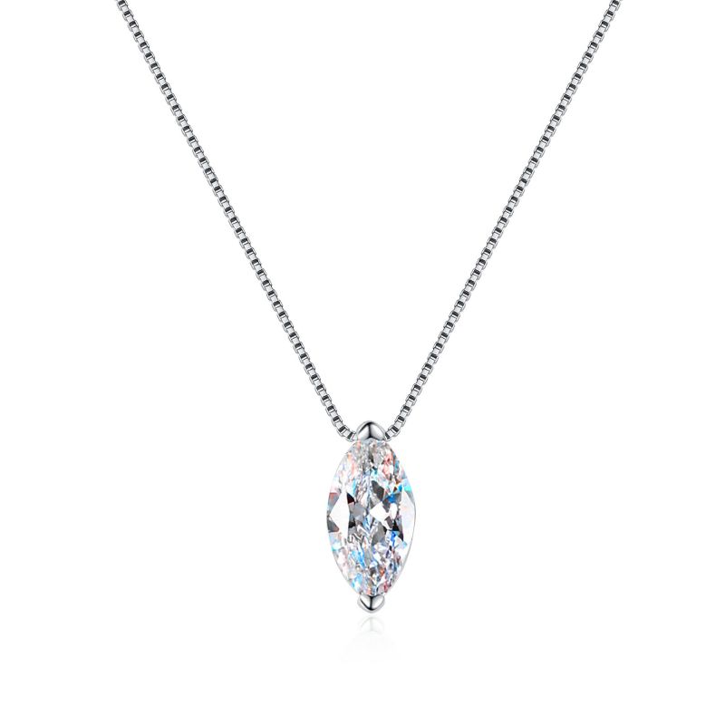 TaiYang GRA 1ct Marquise Teardrop Pendant Moissanite Necklace for Women, Luxurious S925 Wedding Engagement Diamond Necklace with Moissanite Certificat