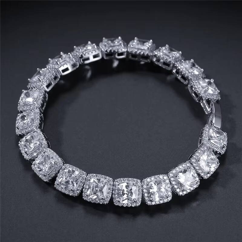 High Quality 925 Sterling Silver Moissanite Tennis Chain 7-9inches Pass Diamond Tester Cluster Moissanite Tennis Bracelet