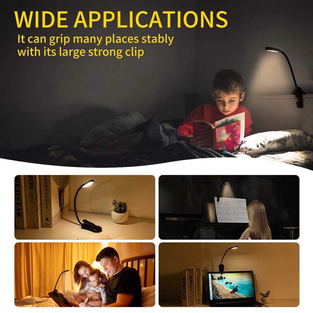 7 LED Book Light USB Rechargeable Reading Light 3-Level Warm Cool White Daylight Portable Flexible Easy Clip Night Reading Lamp M251114