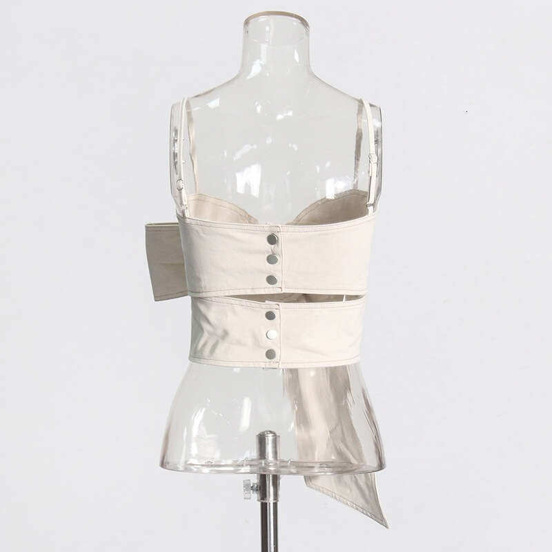 Designer Elegant Female Dress Featuring a Unique Cross-Bow Detail & Strapless Style for Spring 2025