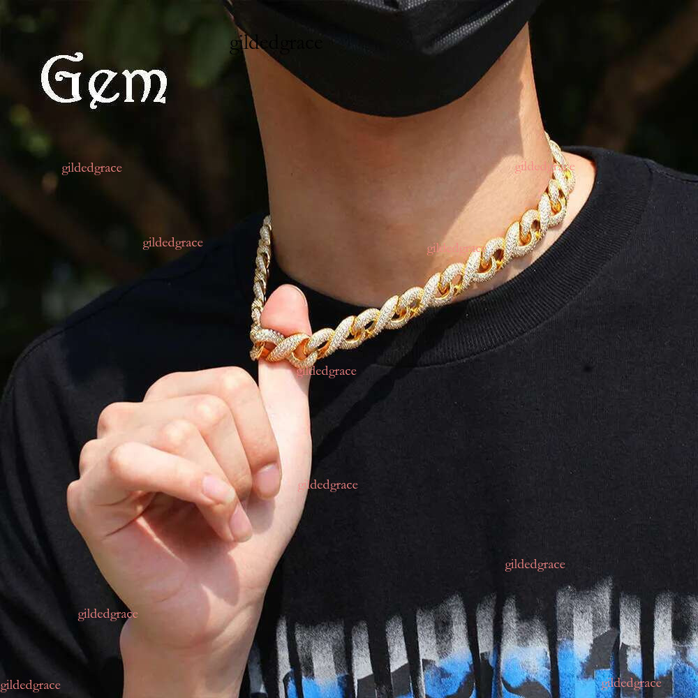 Cuban k Necklace 3 Row Moissanite 24MM W Gold Chains for Men Prong Chocker S Personalize Iced Out Chain Hip Hop Designer Jewelry NO5