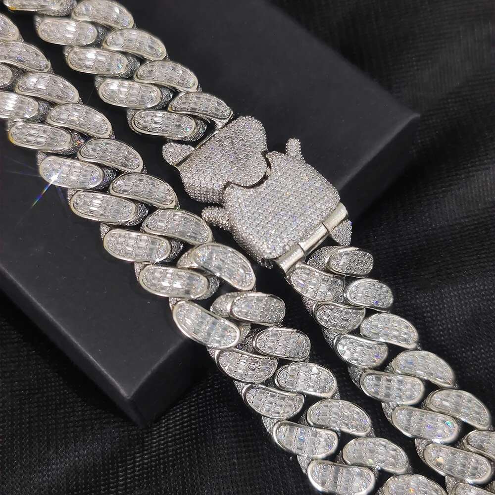 Hip Hop Jewelry 18mm 3 Rows Rectangle CZ Cuban Link Chain Diamond Necklace Bling Heavy Iced Out cuban Chain For Men Party Gift