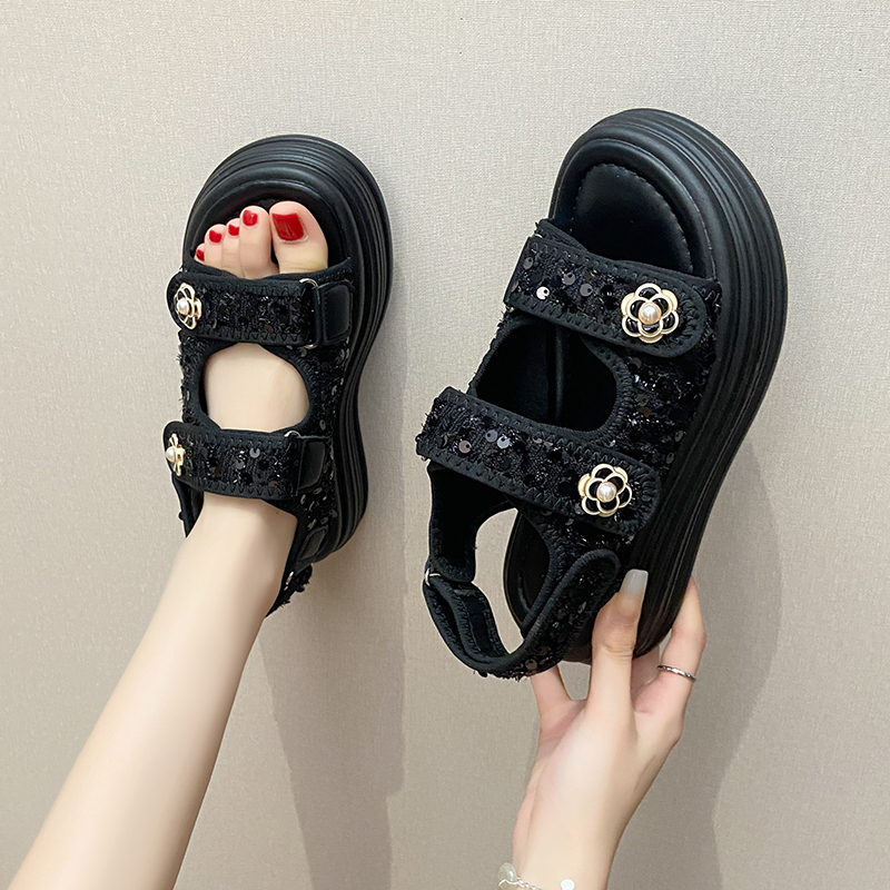 Luxury Woman Sandals Ladies Elegant Medium Heel Women's Shoes Flats Summer Platform Sandals Women 2026 New Designer Shoes Girls Summer Casual Lad