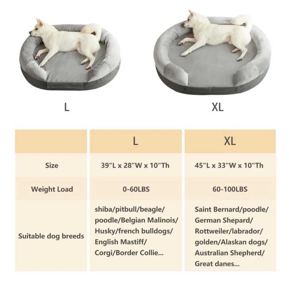 Memory foam dog bed for large dogs with washable and removable cover non slip bottom durable design 39 L x 28 W x 10 X250412