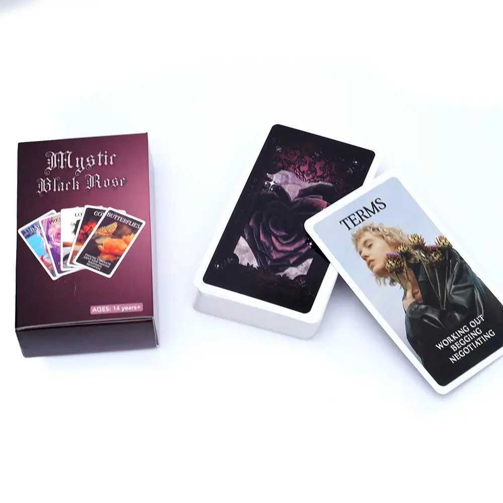 Mystic Black Rose Oracle Deck 78 Pcs Situations Tarot Cards Twin Flame Love Keywords Deck Healing Shadow Work Unique Board Game C251114
