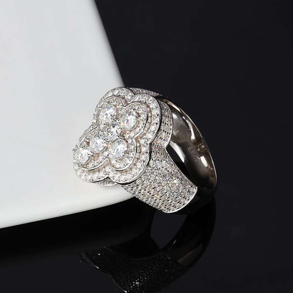 New Arrival HipHop Fine 925 Silver Moissanite Christ Jewelry Iced Out Bling Cross Ring for Men Women Valentines Day Pray Gift