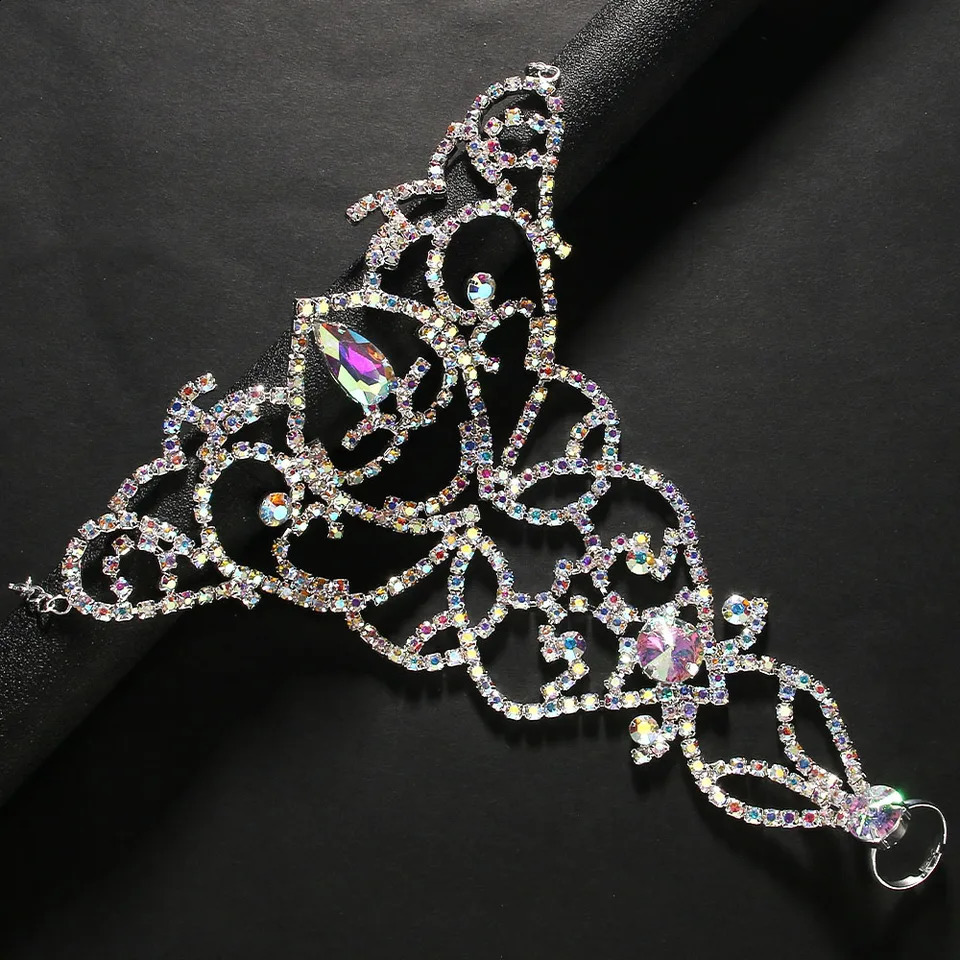 Stonefans Hollow Crystal Belly Dance Ankle Performance Accessories Fashion Women Barefoot Sandals Ankle Bracelet Jewelry 250408