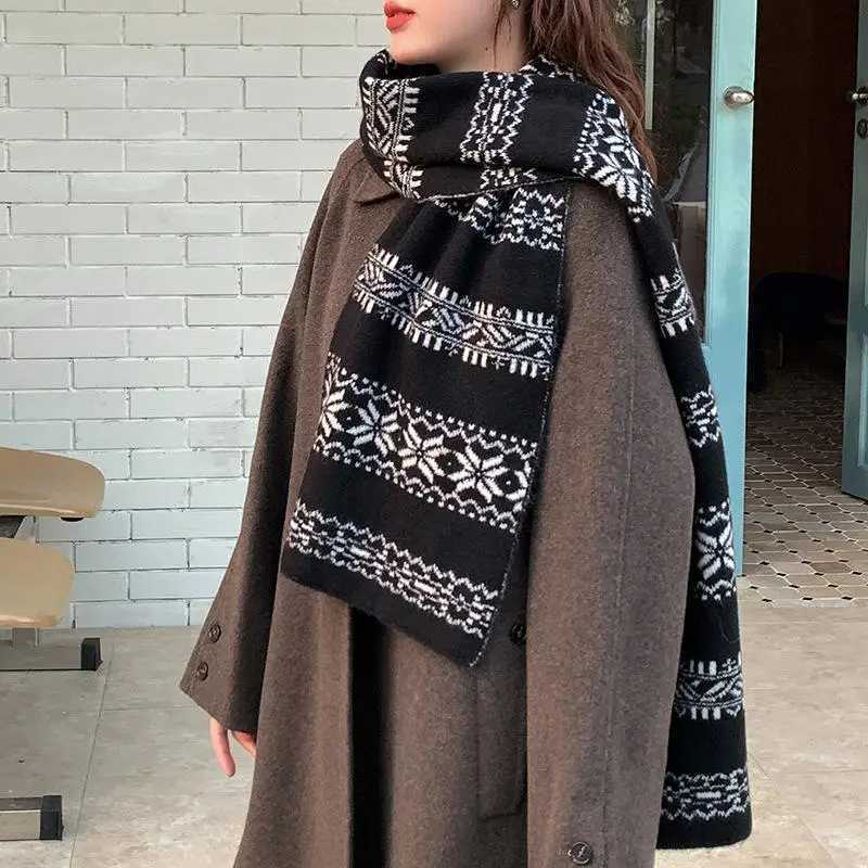 Luxury Thickened Double-sided For Women Windproof Muffler Warm Shawl Knitted Scarf New Years Christmas Accessories Y251114