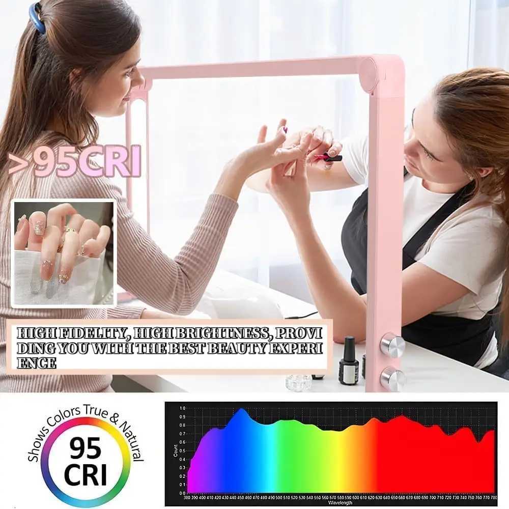 Nail Light Foldable Nail Table Lamp with 3 Color Temperature 3000K-6000K for Manicure Lash Skincare Pink M251114