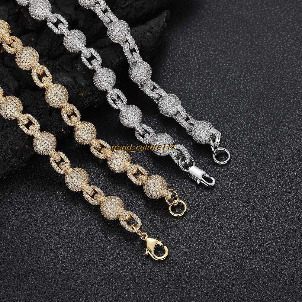 Hip Hop Jewelry 10.5mm Dia Bubble Ball Chain Moissanite Accessories Men's Necklace