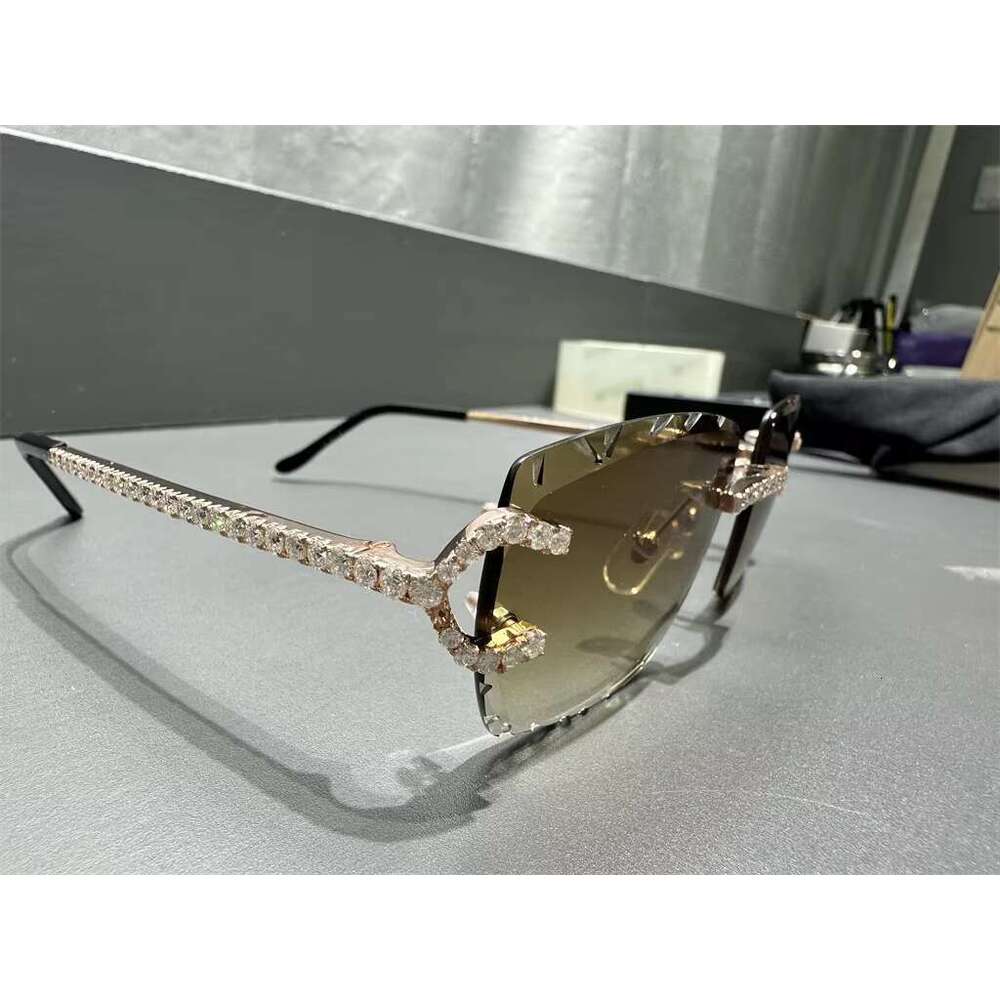 Factory Rectangle Sun Frame Women Men Sunglasses Moissanite Dia Sunglass Fashion Glasses