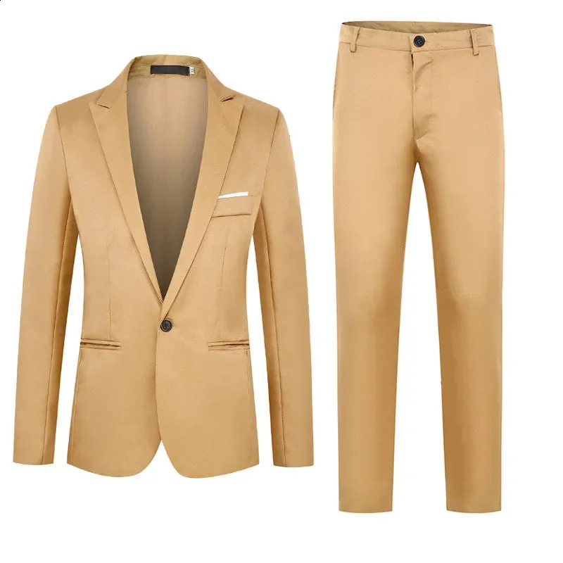 Western-Style Mens Casual Business Suit Solid Color Single Button Husband Man Dinner Gown Small Western-Style Clothes 250409