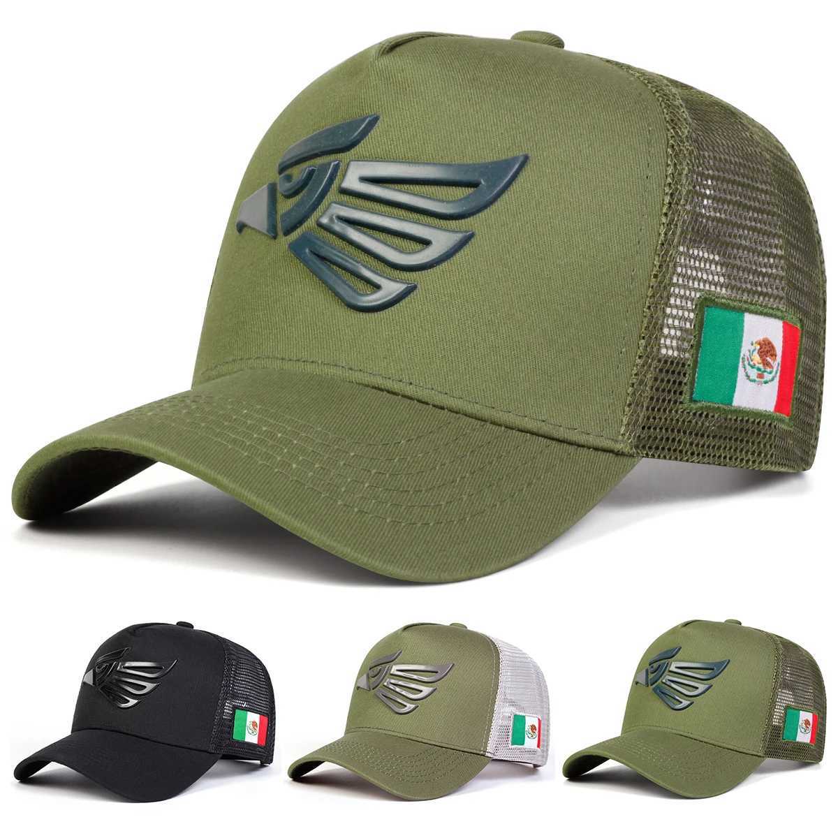 Neutral Mexican Eagle Label Baseball Mesh Hat Spring Summer Outdoor Adjustable Casual Hat W250414