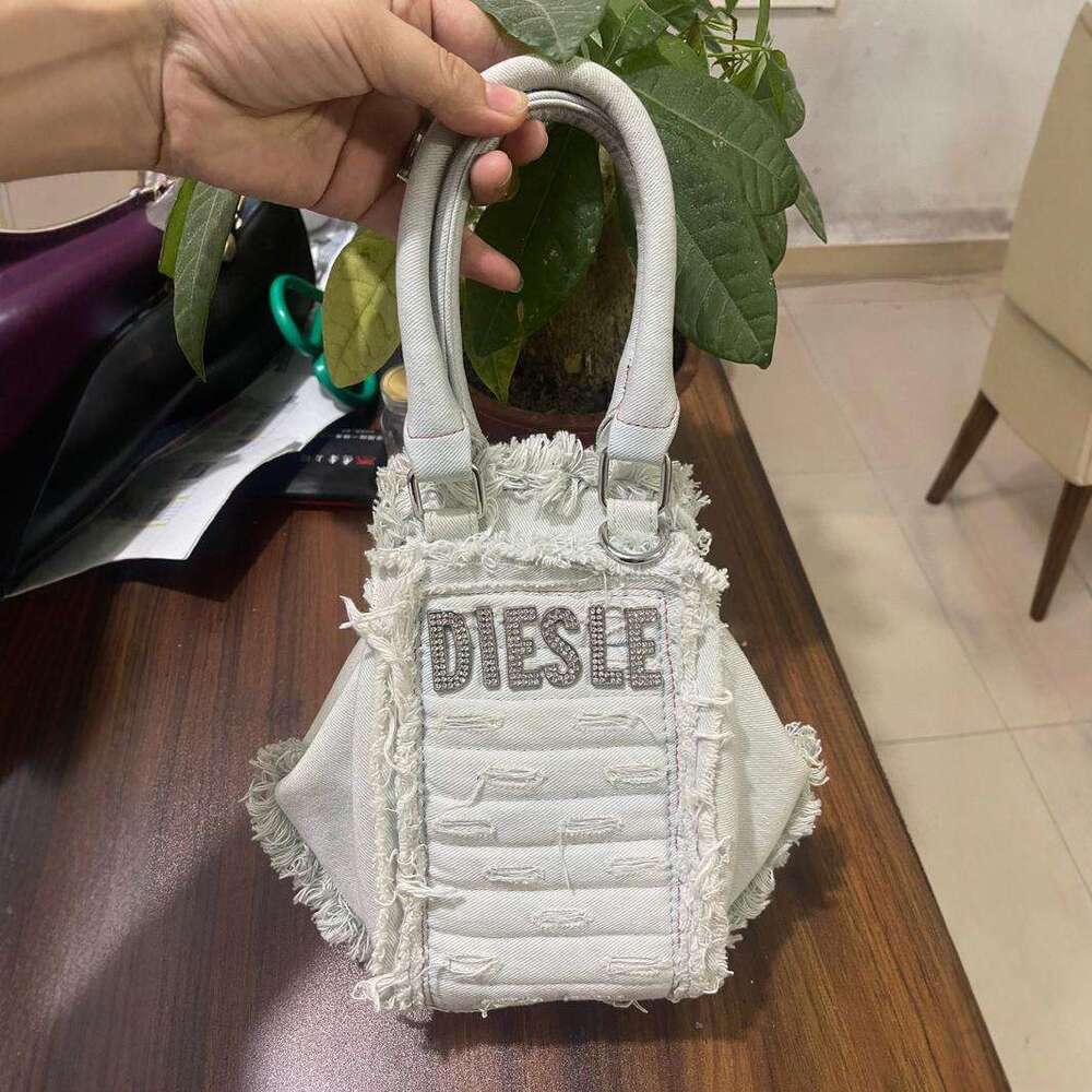 Women's Bags Bag D, Handheld, Personalized, Versatile, Canvas, Broken Hole, Washed Cowboy